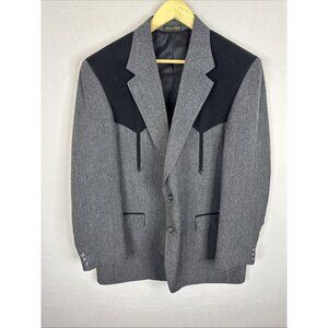 Vintage Circle S Dallas Western Blazer Gray Black Mens 44R Yoke